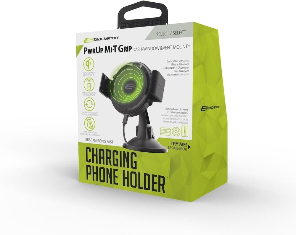 Bracketron BT2-9342 PwrUp MiT Grip QI Mount Wireless Charging Phone Holder Mount